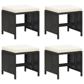 Garden stools 4 units and black synthetic rattan cushions by vidaXL, Garden chairs - Ref: Foro24-316748, Price: 116,23 €, Dis...