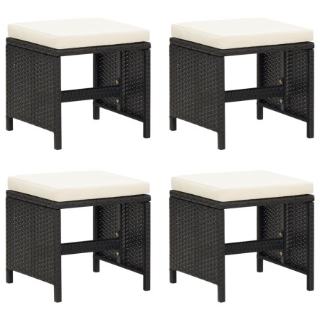 Garden stools 4 units and black synthetic rattan cushions by vidaXL, Garden chairs - Ref: Foro24-316748, Price: 117,94 €, Dis...