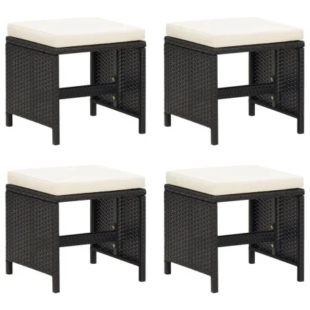 Garden stools 4 units and black synthetic rattan cushions by vidaXL, Garden chairs - Ref: Foro24-316748, Price: 116,67 €, Dis...