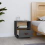 Mesita de noche madera maciza de pino gris 40x34x45 cm