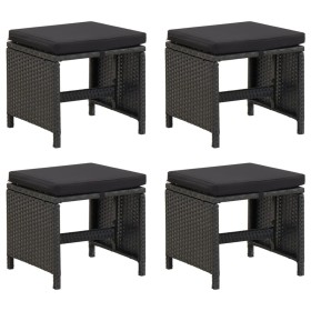 Garden stools 4 units and black synthetic rattan cushions by vidaXL, Garden chairs - Ref: Foro24-316749, Price: 139,21 €, Dis...