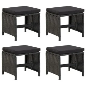 Garden stools 4 units and black synthetic rattan cushions by vidaXL, Garden chairs - Ref: Foro24-316749, Price: 133,02 €, Dis...