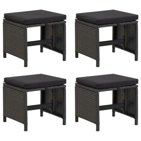 Garden stools 4 units and black synthetic rattan cushions by vidaXL, Garden chairs - Ref: Foro24-316749, Price: 139,21 €, Dis...