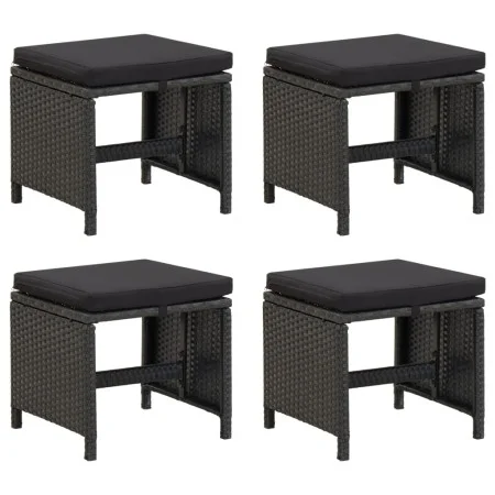 Garden stools 4 units and black synthetic rattan cushions by vidaXL, Garden chairs - Ref: Foro24-316749, Price: 133,02 €, Dis...