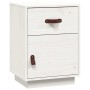 Mesita de noche madera maciza de pino blanco 40x34x55 cm