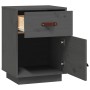 Mesita de noche madera maciza de pino gris 40x34x55 cm