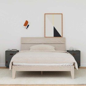 Mesitas de noche 2 uds madera maciza de pino gris 40x34x55 cm Mesitas de noche 2 uds madera maciza de pino gris 40x34x55 cm