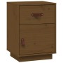 Mesita de noche madera maciza de pino marrón miel 40x34x55 cm