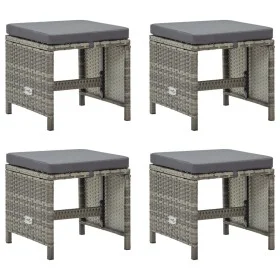 Gartenhocker 4 Einheiten und graue synthetische Rattankissen von vidaXL, Gartenstühle - Ref: Foro24-316750, Preis: 118,70 €, ...