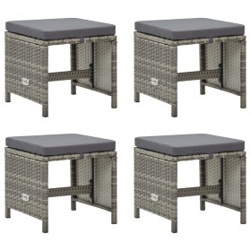 Taburetes de jardín 4 unidades y cojines ratán sintético gris de vidaXL, Sillas de jardín - Ref: Foro24-316750, Precio: 120,2...