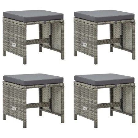 Garden stools 4 units and gray synthetic rattan cushions by vidaXL, Garden chairs - Ref: Foro24-316750, Price: 118,70 €, Disc...