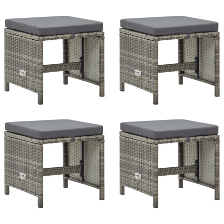 Gartenhocker 4 Einheiten und graue synthetische Rattankissen von vidaXL, Gartenstühle - Ref: Foro24-316750, Preis: 120,25 €, ...