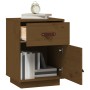 Mesita de noche madera maciza de pino marrón miel 40x34x55 cm