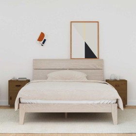 Mesitas de noche 2 uds madera de pino marrón miel 40x34x55 cm Mesitas de noche 2 uds madera de pino marrón miel 40x34x55 cm