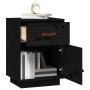 Mesita de noche madera maciza de pino negro 40x34x55 cm