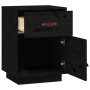 Mesita de noche madera maciza de pino negro 40x34x55 cm