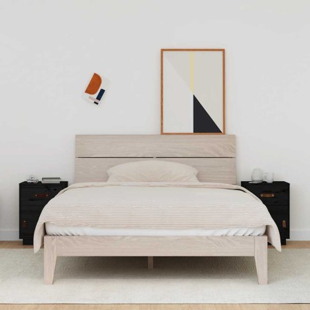Mesitas de noche 2 uds madera maciza de pino negro 40x34x55 cm