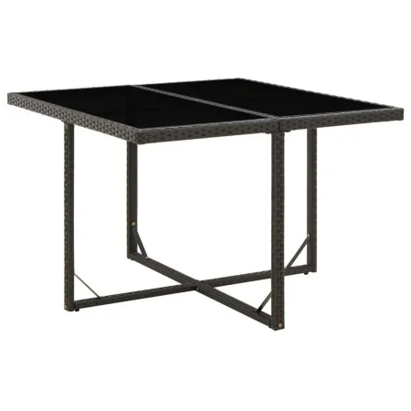 Synthetic rattan and black glass garden table 109x107x74 cm by vidaXL, Garden tables - Ref: Foro24-316764, Price: 109,38 €, D...