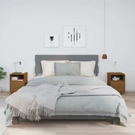 Mesitas de noche 2 uds madera de pino marrón miel 40x34x55 cm en Mesitas de noche | Comprar online en Foro24