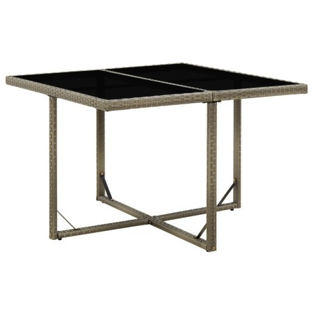 Mesa de jardín ratán sintético y vidrio gris 109x107x74 cm de vidaXL, Mesas de jardín - Ref: Foro24-316765, Precio: 103,99 €,...