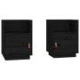 Mesitas de noche 2 uds madera maciza de pino negro 40x34x55 cm