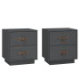Mesitas de noche 2 uds madera maciza pino gris 40x34x45 cm