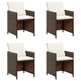 Garden chairs with cushions 4 units brown synthetic rattan by vidaXL, Garden chairs - Ref: Foro24-316776, Price: 184,38 €, Di...