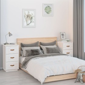 Mesitas de noche 2 uds madera maciza pino blanco 40x40x75 cm Mesitas de noche 2 uds madera maciza pino blanco 40x40x75 cm