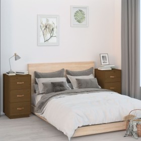Mesitas de noche 2 uds madera de pino marrón miel 40x40x75 cm Mesitas de noche 2 uds madera de pino marrón miel 40x40x75 cm