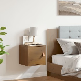 Armario de pared madera maciza de pino marrón miel 31,5x30x30cm Armario de pared madera maciza de pino marrón miel 31,5x30x30cm