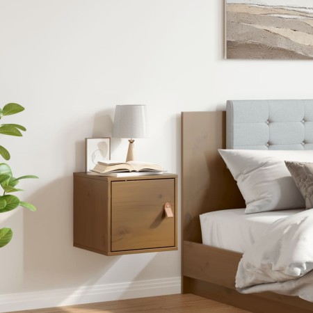 Armario de pared madera maciza de pino marrón miel 31,5x30x30cm