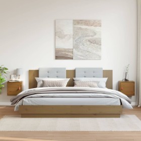 Armarios de pared 2 uds madera pino marrón miel 31,5x30x30 cm