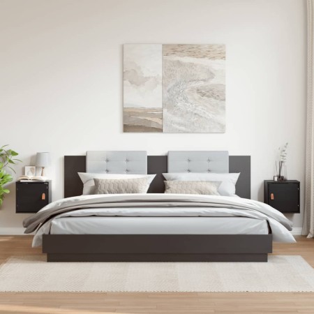 Armarios de pared 2 uds madera maciza pino negro 31,5x30x30 cm