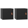 Armarios de pared 2 uds madera maciza pino negro 31,5x30x30 cm