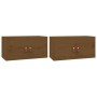 Armarios de pared 2 uds madera pino marrón miel 60x30x30 cm