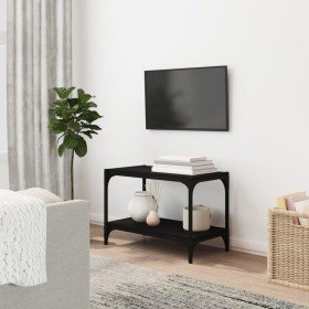 Mueble para TV madera contrachapada y acero negro 60x33x41 cm Mueble para TV madera contrachapada y acero negro 60x33x41 cm