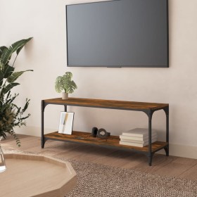 Mueble para TV contrachapada y acero roble ahumado 100x33x41 cm Mueble para TV contrachapada y acero roble ahumado 100x33x41 cm