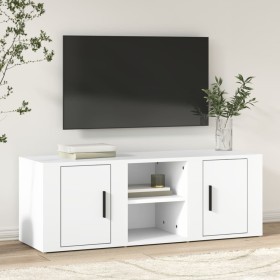 Mueble para TV madera contrachapada blanco 100x31,5x35 cm Mueble para TV madera contrachapada blanco 100x31,5x35 cm
