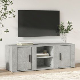 Mueble de TV madera contrachapada gris hormigón 100x31,5x35 cm
