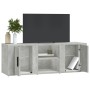Mueble de TV madera contrachapada gris hormigón 100x31,5x35 cm