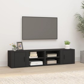 Muebles para TV 2 uds madera contrachapada negro 80x31,5x36 cm