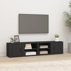 Muebles para TV 2 uds madera contrachapada negro 80x31,5x36 cm
