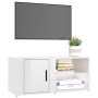 Mueble de TV madera contrachapada blanco brillo 80x31,5x36 cm