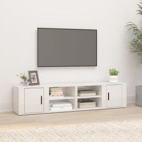 Muebles para TV 2 uds madera blanco brillo 80x31,5x36 cm Muebles para TV 2 uds madera blanco brillo 80x31,5x36 cm