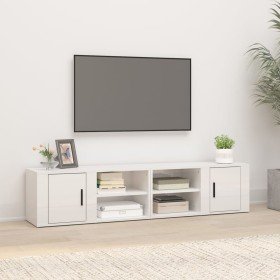 Muebles para TV 2 uds madera blanco brillo 80x31,5x36 cm en Muebles TV | Comprar online en Foro24