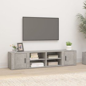 Mueble TV 2 uds madera contrachapada gris hormigón 80x31,5x36cm en Muebles TV | Comprar online en Foro24