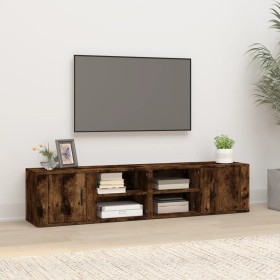 Mueble TV 2 uds madera contrachapada roble ahumado 80x31,5x36cm