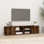 Mueble TV 2 uds madera contrachapada roble ahumado 80x31,5x36cm