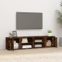 Mueble TV 2 uds madera contrachapada roble ahumado 80x31,5x36cm