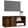 Mueble TV 2 uds madera contrachapada roble ahumado 80x31,5x36cm